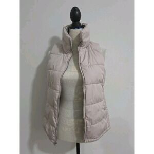 Old Navy Zip Up Puffer Vest Size XS Light Tan Highneck‎ Winterwear With Pockets